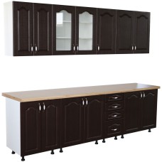 Bucatarie Zebra 260 cm din MDF Wenge cu blat termoizolant crem